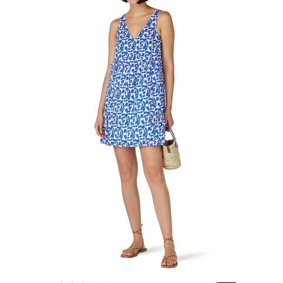 Thakoon x RTR Blue Printed Ruffle Dress ❤️‍🩹 - Picture 1 of 9